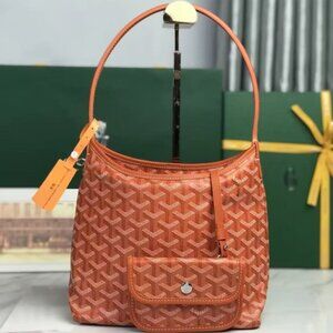 Goyard Orange Classic Pattern Mini Hobo Bag with Pocket